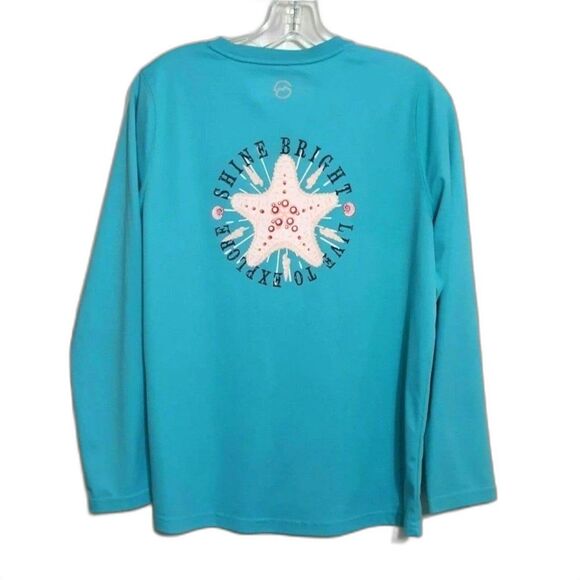 Magellan Outdoors Women's Sz XL Caddo Lake Logo Crew LS T-shirt Aqua Green - Picture 1 of 10